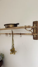 Load image into Gallery viewer, 1920s French brass art deco hat and coat rail or kitchen pot stand and rail