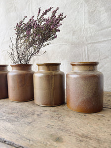 Vintage French sandstone mustard pots