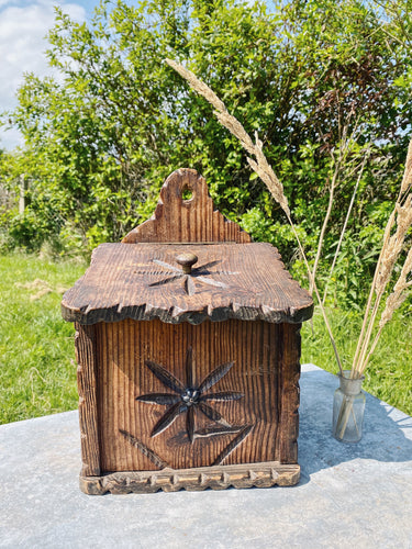 Rustic French hand carved candle box