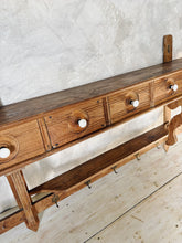 Load image into Gallery viewer, Antique wall shelf with drawers and hooks