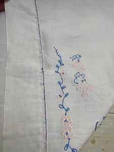 Vintage French Hand embroidered linen crib sheet