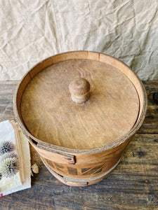 Vintage French bentwood rice storage canister with lid