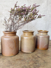 Load image into Gallery viewer, Vintage French sandstone mustard pots