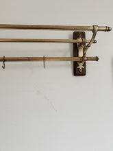 Load image into Gallery viewer, 1920s French brass art deco hat and coat rail or kitchen pot stand and rail