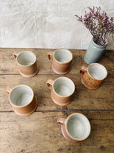 Load image into Gallery viewer, Vintage French rustic hand turned stoneware mugs - set of 6