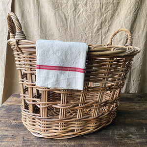 Vintage French extra large wicker basket