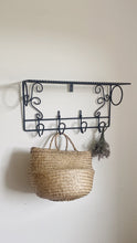 Load image into Gallery viewer, Vintage French Wrought Iron coat hook shelf