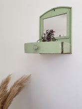 Load image into Gallery viewer, Antique handmade primitive wall hanging shaving mirror or vanity