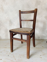 Load image into Gallery viewer, Vintage solid wood child’s chair with tapestry seat