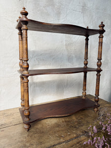 Antique French 19th century turned wood wall shelf