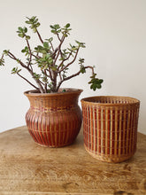 Load image into Gallery viewer, Vintage 1970s French wicker plant pot holders