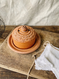Antique French terracotta butter dish