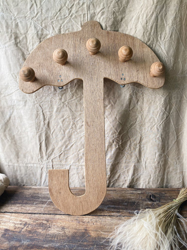 Vintage French School or nursery plywood umbrella coat hanger