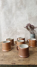 Load image into Gallery viewer, Vintage French rustic hand turned stoneware mugs - set of 6