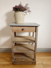 Load image into Gallery viewer, Vintage rustic zinc top console with drawer