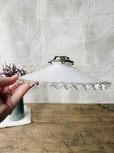 Vintage French Opaline lace milk glass lampshade