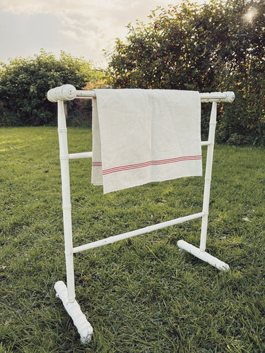 Vintage French painted wood towel stand