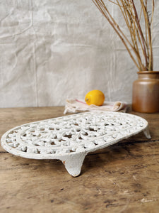 Vintage french enamel footed trivet