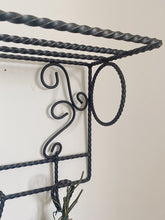 Load image into Gallery viewer, Vintage French Wrought Iron coat hook shelf