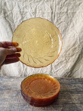 Load image into Gallery viewer, Vintage French 1970s amber glass dessert plates - set of 10