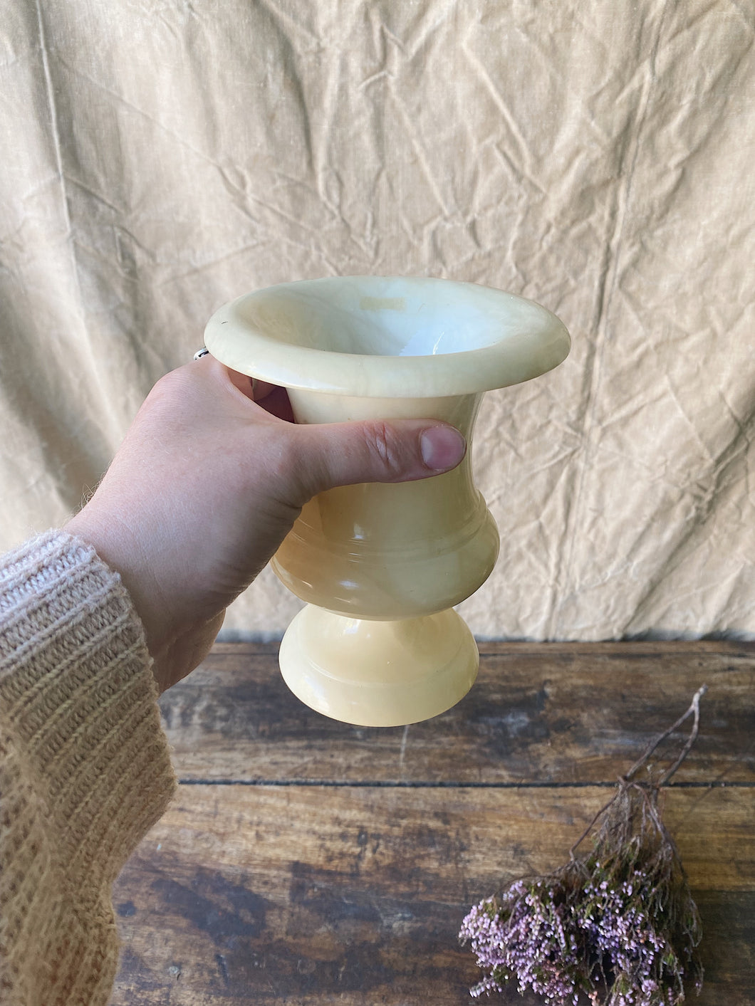 Vintage French Alabaster urn vase