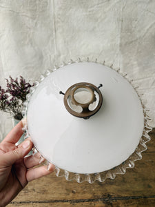 Vintage French Opaline lace milk glass lampshade