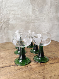 Set of 6 Luminarc Roemer 1970s wine glasses