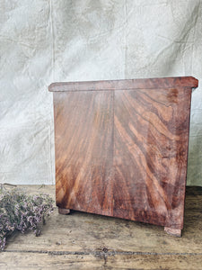 Handmade rosewood carved table top chest of drawers
