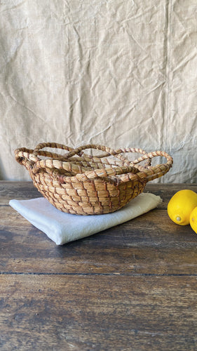 Vintage French coiled straw bread or fruit basket