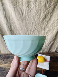 Vintage French Arcopal pastel green breakfast bowls