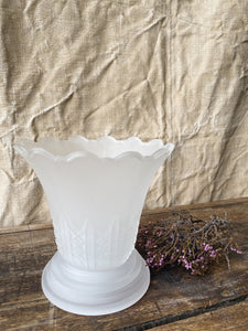 Vintage French frosted glass tulip candle lantern