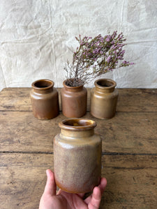Vintage French sandstone mustard pots