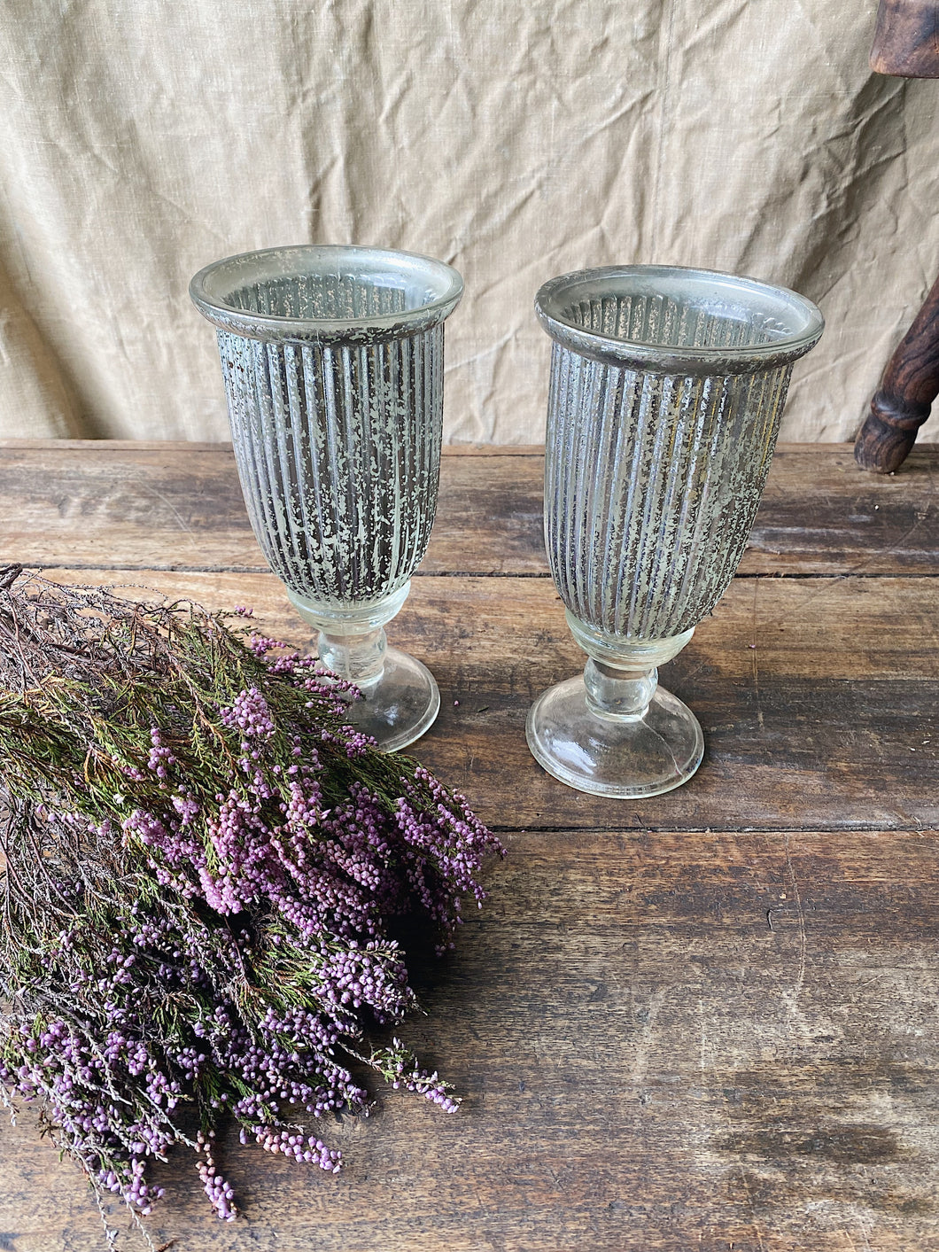 Vintage silver votives lanterns  - pair