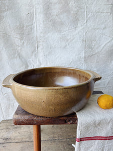 Vintage French large sandstone bowl or dish with handles