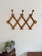 Load image into Gallery viewer, Vintage French extendable turned wood faux bamboo hat and coat hanger pegs