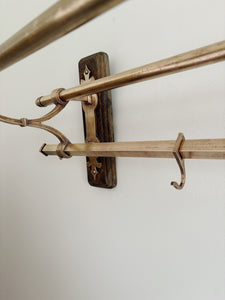 1920s French brass art deco hat and coat rail or kitchen pot stand and rail