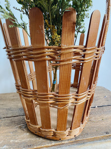 Wood and wicker foraging basket