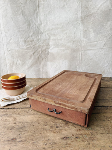Vintage French chopping board with drawer