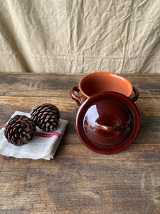 Vintage terracotta pot with lid