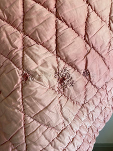 Antique french faded pink quilt