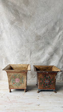 Load image into Gallery viewer, Vintage Indian metal Handpainted jardinière planters