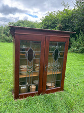 Load image into Gallery viewer, Vintage double door cabinet with lead light and stained glass