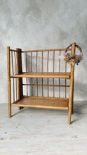 Load image into Gallery viewer, Vintage 70s bamboo cane folding two tier shelf