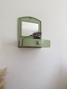 Antique handmade primitive wall hanging shaving mirror or vanity