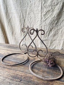 Pair of Vintage hand forged wall mounted plant pot holders