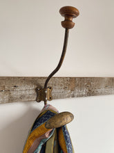 Load image into Gallery viewer, Vintage French metal hat and coat hook with hardwood knob