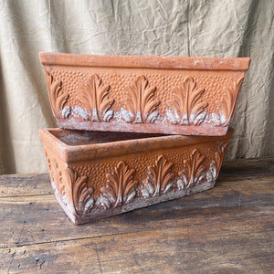 Vintage 1970s Italian terracotta Jardinière window planters, pair