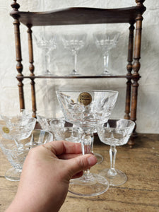 Vintage crystal d’Arques cut glass champagne coupés - set of 10