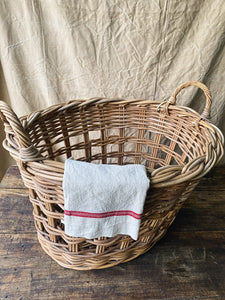 Vintage French extra large wicker basket