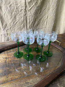 Vintage Alsatian white wine glasses - set of 6
